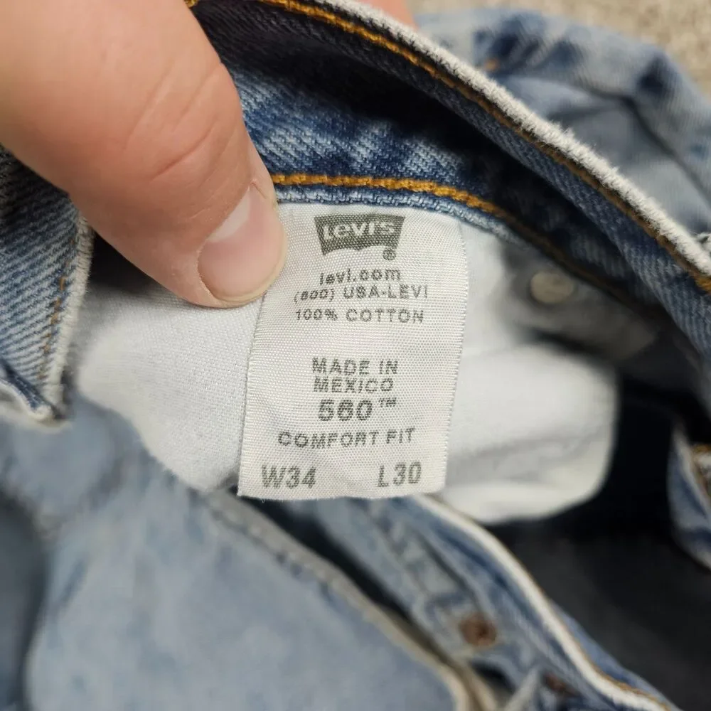 Levis 560 Jeans Mens 33x29 Light Wash Loose Tapered Relaxed Grunge Distressed